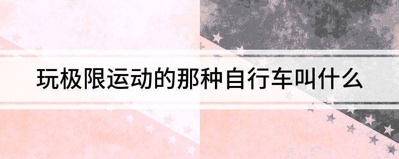 玩极限运动的那种自行车叫什么(图1)